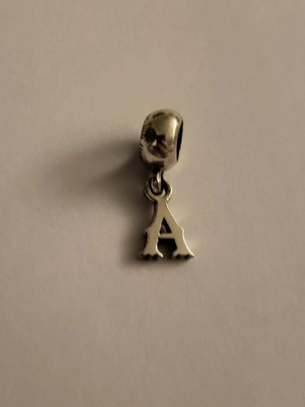 "A" Initial Letter Monogram A Bead Charm Sterling Silver Pendant Mark IBB 925